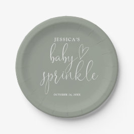 Sage Groen Geslacht Neutraal Baby Sprinkle Shower Papieren Bordje