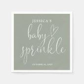 Sage Groen Geslacht Neutraal Baby Sprinkle Shower Servet (Voorkant)