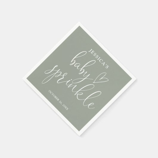 Sage Groen Geslacht Neutraal Baby Sprinkle Shower Servet (Hoek)