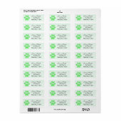 Sage Groen Gestreepte Paw Print Retouradres Labels (Full Sheet)