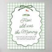 Sage Groen Golf Gingham Hoe oud was het Mam Bord Poster (Voorkant)