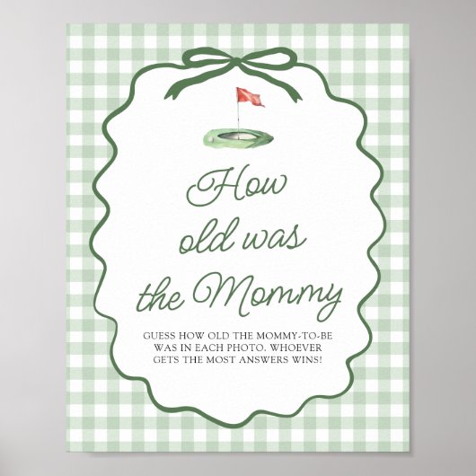 Sage Groen Golf Gingham Hoe oud was het Mam Bord Poster (Voorkant)