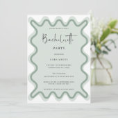 Sage Groen Golvende Border Bachelorette Party Kaart (Staand voorkant)