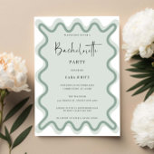 Sage Groen Golvende Border Bachelorette Party Kaart