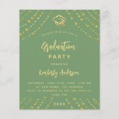 Sage groen goud afstuderen partij budget uitnodigi flyer (Voorkant)