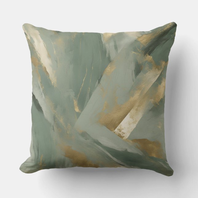 Sage Groen Goud Beige Kleur Kussen (Voorkant)