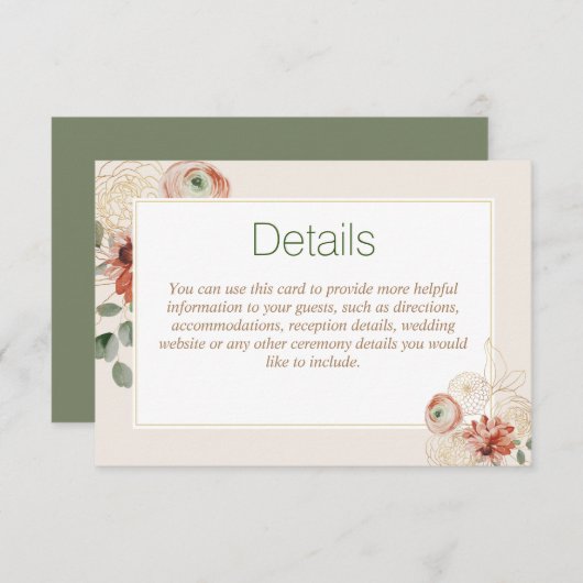 Sage Groen Goud Bloemen Bruiloft Behuizing Kaart (Voorkant / Achterkant)