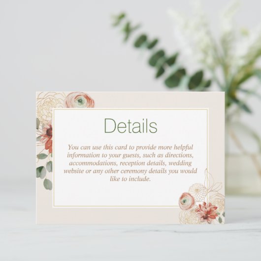 Sage Groen Goud Bloemen Bruiloft Behuizing Kaart (Staand voorkant)