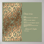 Sage Groen Goud Elegant Luxe Menu Sign Poster (Voorkant)