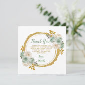 Sage Groen Goud Elegante Bloemen Sweet Sixteen Bedankkaart (Staand voorkant)