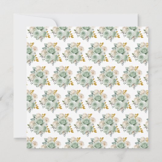 Sage Groen Goud Elegante Bloemen Sweet Sixteen Bedankkaart (Achterkant)