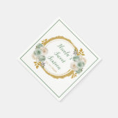 Sage Groen Goud Elegante Bloemen Sweet Sixteen Servet (Hoek)