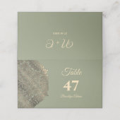 Sage Groen Goud Elegante Luxe Huwelijk Plaatskaartje (Buitenkant ongevouwen)