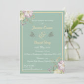 Sage groen, goud en bloem ontwerp kaart (Staand voorkant)