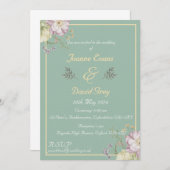 Sage groen, goud en bloem ontwerp kaart (Voorkant / Achterkant)