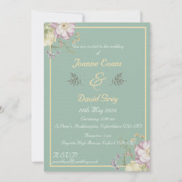 Sage groen, goud en bloem ontwerp kaart