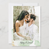 Sage Groen Goud Eucalyptus Foto Bruiloft Kaart (Achterkant)