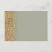 Sage Groen Goud Glitter Edge Bruiloft Details Informatiekaartje (Achterkant)