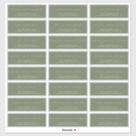 Sage Groen Goud Moderne Formele Huwelijksadres Sticker