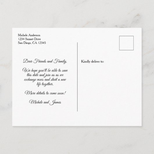 Sage Groen Goud Palm Bruiloft Save The Date Foto Aankondigingskaart (Achterkant)