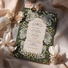 Sage Groen Goud Pimpernel William Morris Folie Uitnodiging