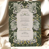 Sage Groen Goud Pimpernel William Morris Folie Uitnodiging