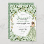 Sage Groen Goud Prinses Jurk Quinceanera Kaart (Voorkant / Achterkant)