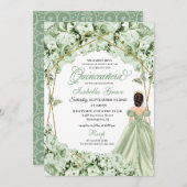 Sage Groen Goud Prinses Jurk Quinceanera Kaart (Voorkant / Achterkant)