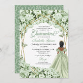 Sage Groen Goud Prinses Jurk Quinceanera Kaart (Voorkant / Achterkant)