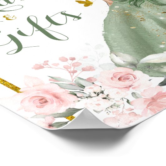 Sage Groen Goud Prinses Quinceañera Kaart & Cadeau Poster (Hoek)
