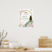 Sage Groen Goud Prinses Quinceanera Welkom Poster (Keuken)