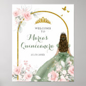 Sage Groen Goud Prinses Quinceanera Welkom Poster (Voorkant)