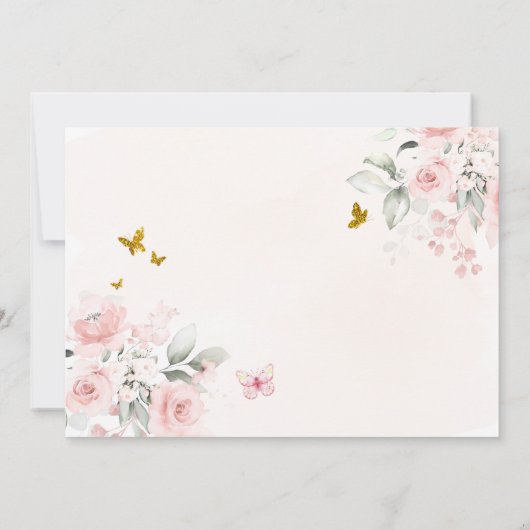 Sage Groen Goud Prinses Vlinder Quinceañera Kaart (Achterkant)