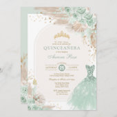 Sage Groen Goud Quinceañera Boho 15e Verjaardag Kaart (Voorkant / Achterkant)
