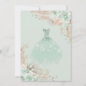 Sage Groen Goud Quinceañera Boho Bloemen Verjaarda Kaart (Achterkant)