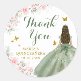 Sage Groen Goud Royale Meisje Lief Zestien Verjaar Ronde Sticker