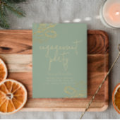 Sage Groen & Goud Vakantie Verlovingsfeest Uitnodi Kaart