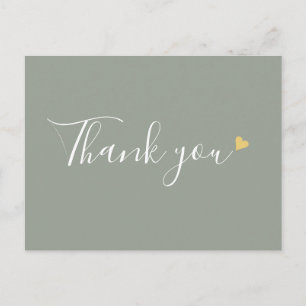 Sage Groen Gouden Hart Script Zakelijke Dankjewel Briefkaart