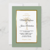Sage Groen Gouden Palm Tropische Bruiloft Kaart (Voorkant)