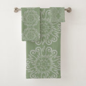 SAGE GROEN GRAY HAMPTONS STIJL BATHROOM TOWEL SET BAD HANDDOEK (Insitu)