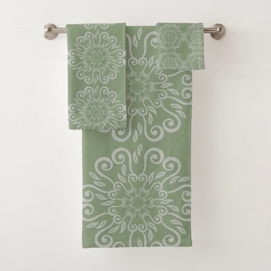 SAGE GROEN GRAY HAMPTONS STIJL BATHROOM TOWEL SET BAD HANDDOEK (Insitu)