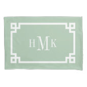 Sage Groen Grieks Sleutel Monogram Standaard Kusse Kussensloop (Voorkant-Links)