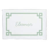 Sage Groen Grieks Sleutel Monogram Standaard Kusse Kussensloop (Voorkant)