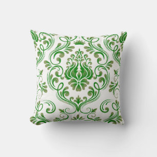 Sage Groen Groen Damask Bloempatroon Elegant Kussen