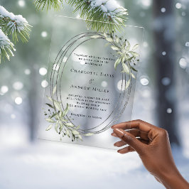 Sage groen groen groen groen zilver lijst duidelij acryl uitnodigingen