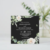 Sage Groen groen groen zwart vierkant bruiloft Kaart (Staand voorkant)