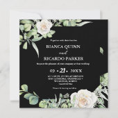 Sage Groen groen groen zwart vierkant bruiloft Kaart (Voorkant)