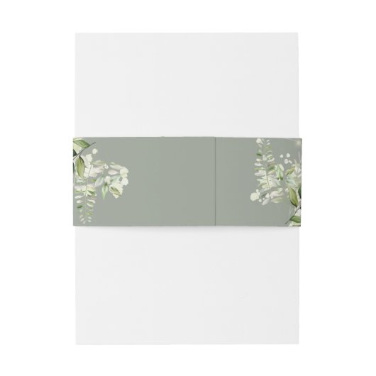 Sage Groen Groen String Lights Bruiloft Uitnodigingen Wikkel (Achterkant Voorbeeld)