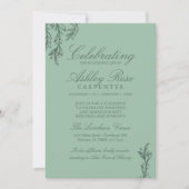 Sage Groen Groen Viering van het Leven Memorial Kaart (Voorkant)