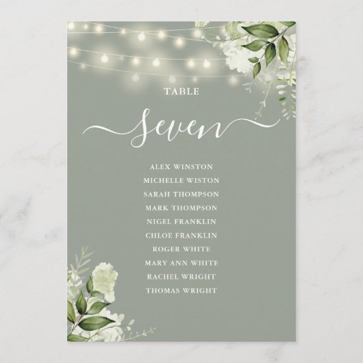 Sage Groen Groen Zitplan Tafelnummer (Achterkant)